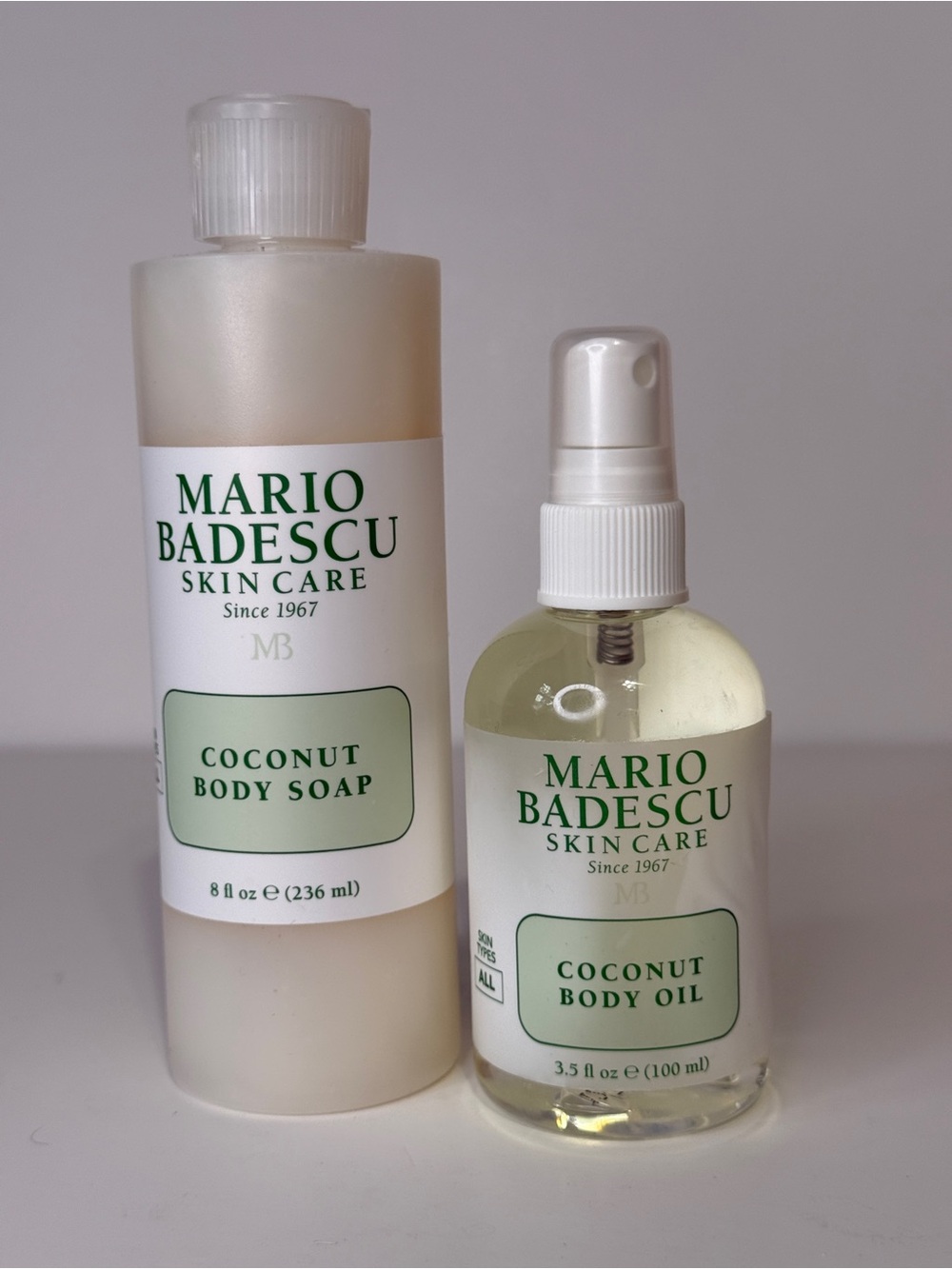 Mario Badescu Coconut Body Soap 8 oz & Body Oil 3.3 oz Bundle